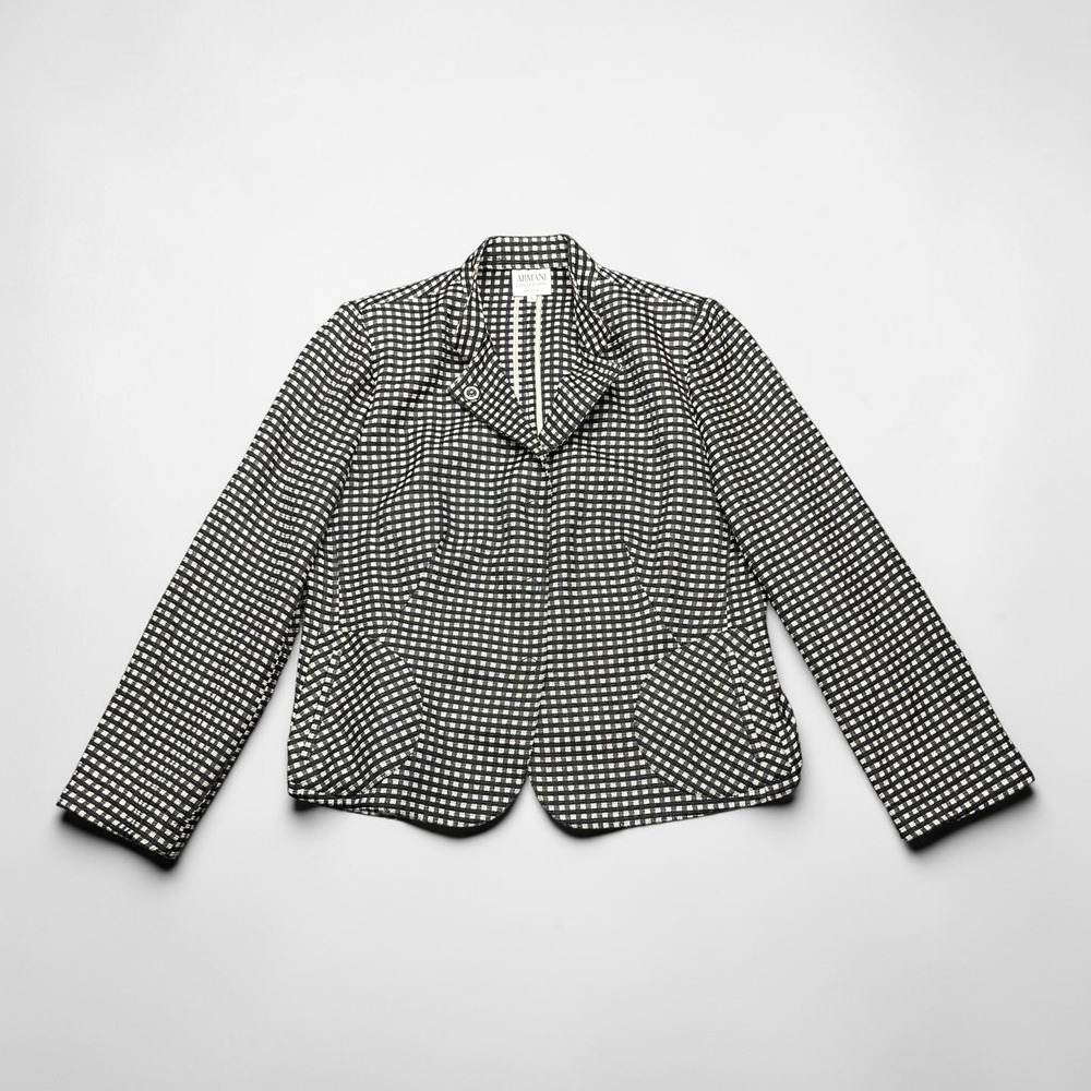 Armani Collezioni Womens Gingham Virgin Wool Blend Blazers Jackets Plus Size 16